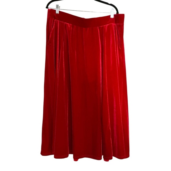 Torrid Tea Length Velvet A Line Skirt Red Plus Size 2 2X 20 22 #G40106 - Picture 3 of 7